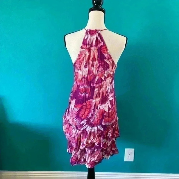 ⭐️ Free people Floral Palm Sun pink and purple Dress in size xs - Picture 3 of 4